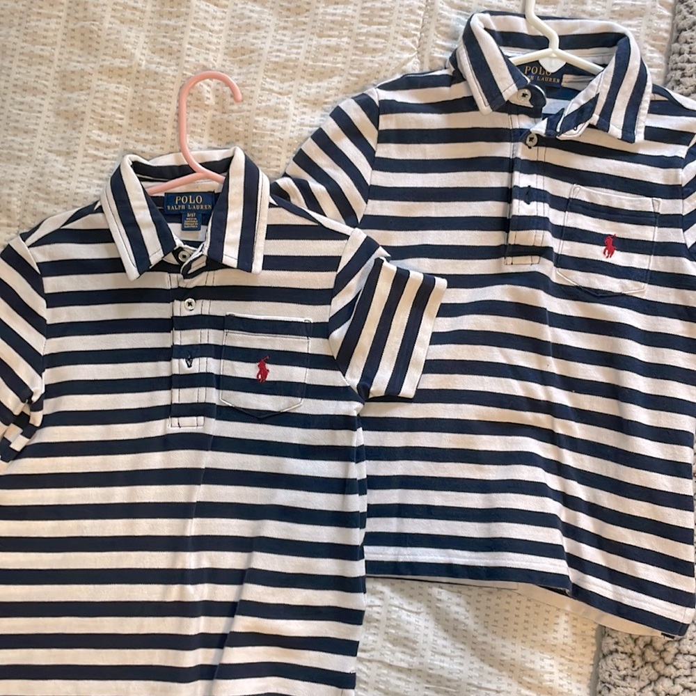 Boys matching 3t and 5 polo shirts. EEUC